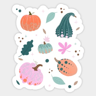 Pastel pink, orange and teal pumpkins Sticker